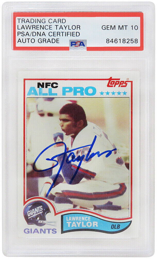 Lawrence Taylor autographed Giants 1982 Topps RC Card #434 (PSA - Auto Grade 10) Image 1