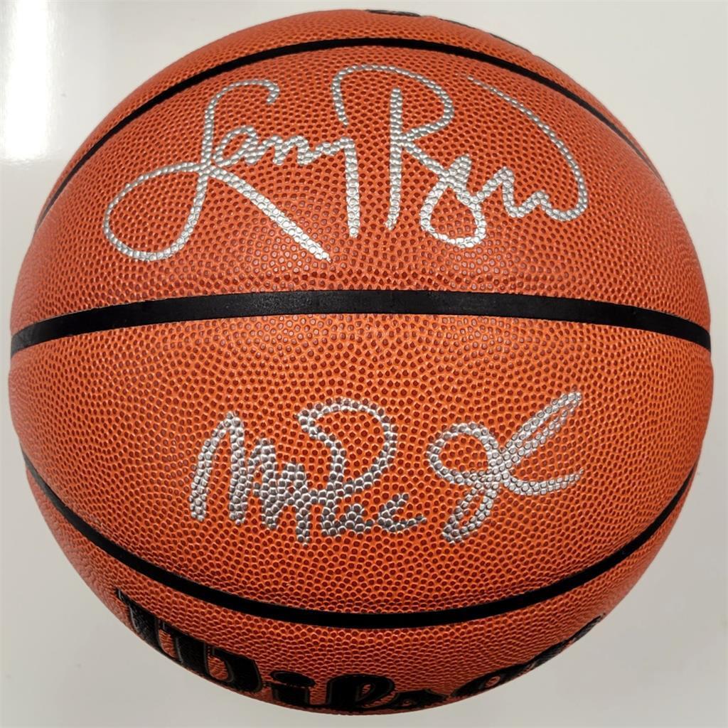 Magic Johnson & Larry Bird signed Replica Wilson Game Basketball (B) Beckett BAS Image 1