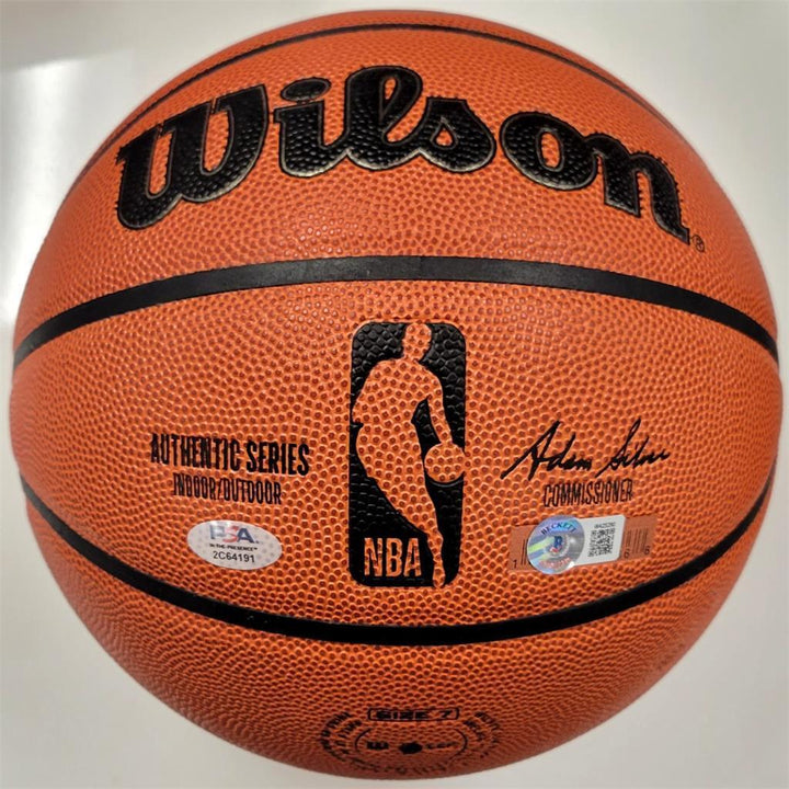 Magic Johnson & Larry Bird signed Replica Wilson Game Basketball (B) Beckett BAS Image 4