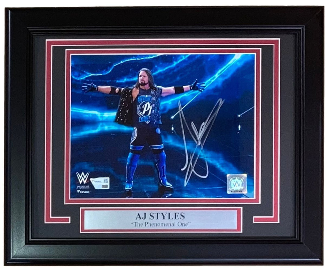 AJ Styles Signed Framed 8x10 WWE Photo Fanatics Image 1