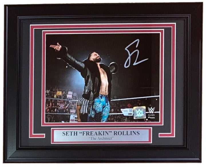 Seth Rollins Signed Framed 8x10 WWE Black Jacket Photo Fanatics Image 1