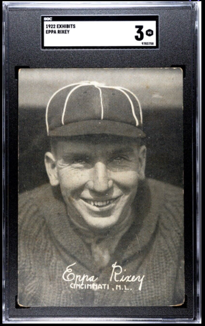 1922 Exhibits Eppa Rickey SGC 3 VG Very Good Cincinnati Reds Baseball Card HOF Image 1