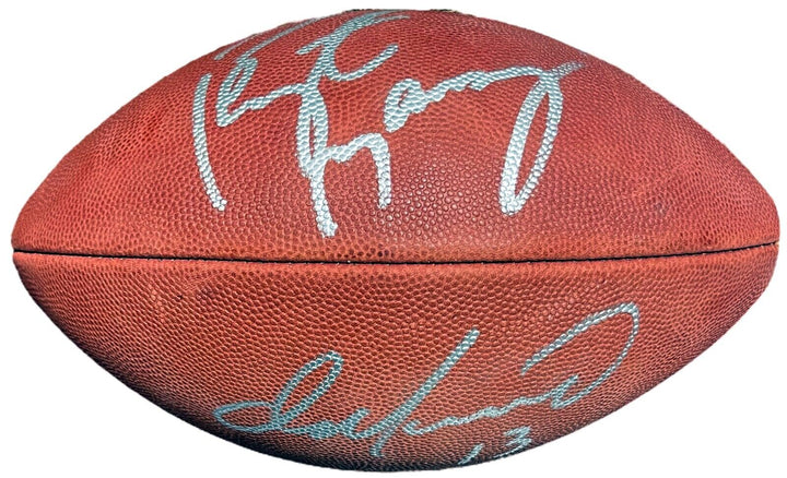 Peyton Manning & Dan Marino dual signed OFC NFL Football RB 49 TD /318 Mounted Image 1