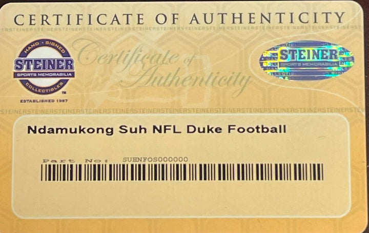 Ndamukong Suh signed Official NFL New Duke Football- COA (Lions/Rams/Dolphins) Image 2