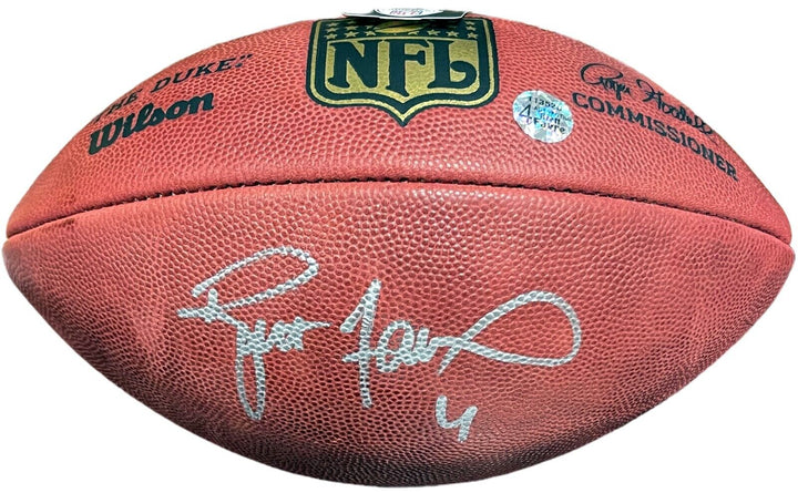 Brett Favre signed Official Wilson NFL New Duke Football #4 Favre 4 Hologram/COA Image 1