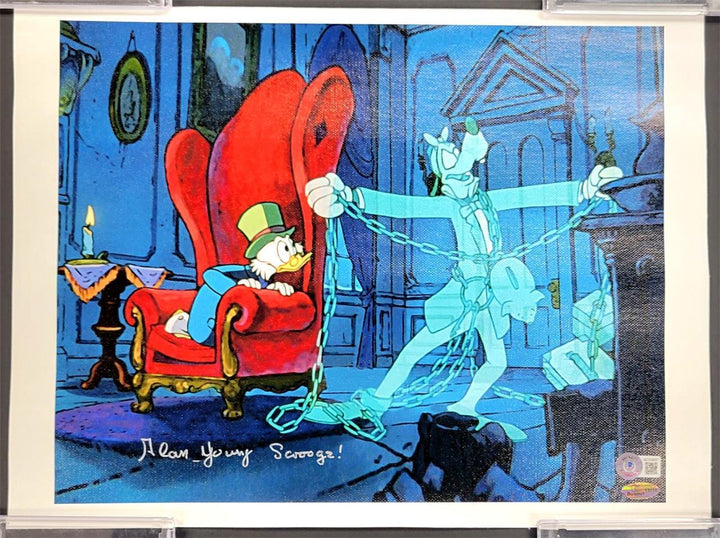 Alan Young signed "Scrooge McDuck" DuckTales 11x14 canvas photo Beckett BAS Holo Image 1