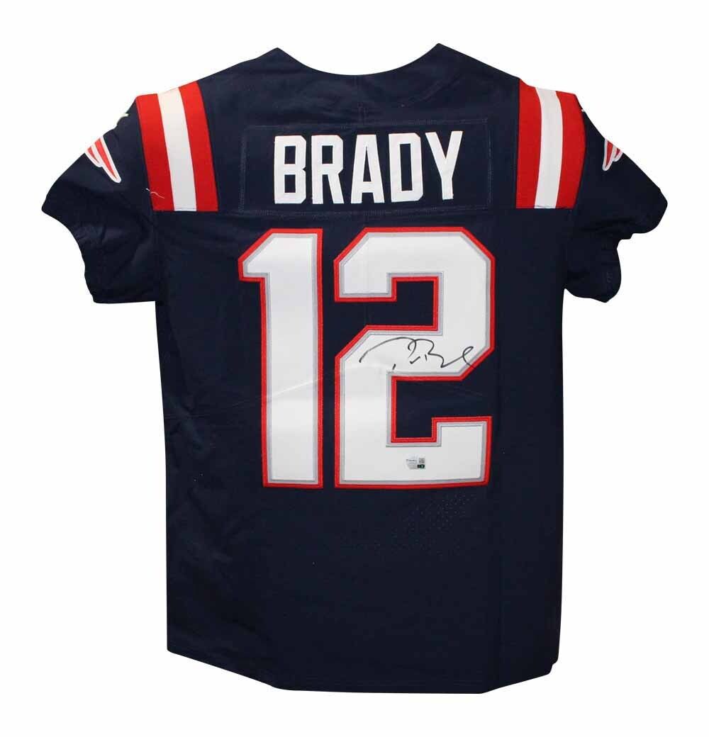 Tom Brady Autographed New England Patriots Elite Blue Jersey FAN 40092 Image 1