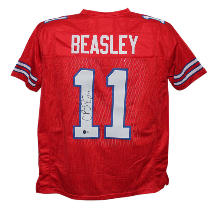 Cole Beasley Autographed/Signed Pro Style Red XL Jersey Beckett 39125 Image 1