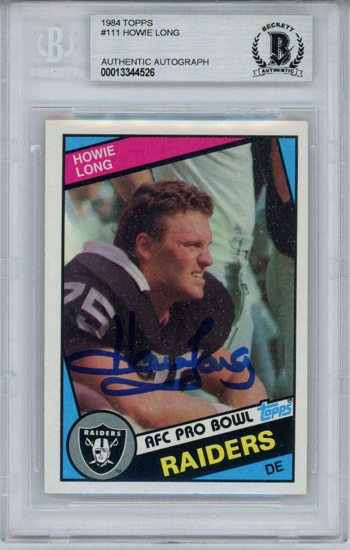 Howie Long Autographed 1984 Topps #111 Rookie Card BAS Slab 31457 Image 1