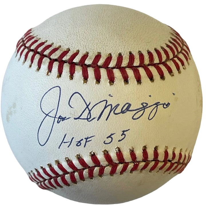 Joe DiMaggio" HOF 55" autographed Official American League Baseball (Beckett) Image 1