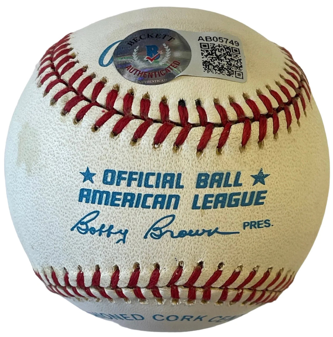 Joe DiMaggio" HOF 55" autographed Official American League Baseball (Beckett) Image 2