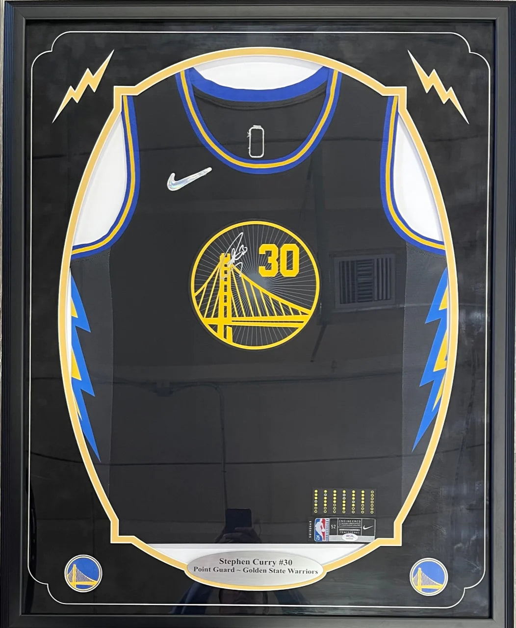 Stephen Curry Autographed Framed Golden State Warriors Jersey Image 1