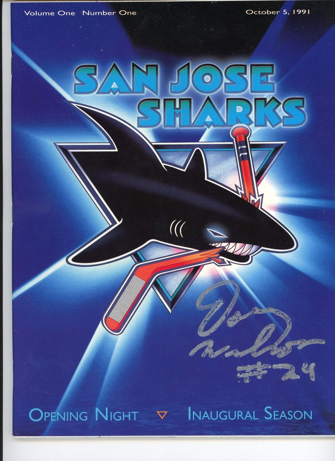 Doug Wilson autographed San Jose Sharks Inaugural Season Program Image 1