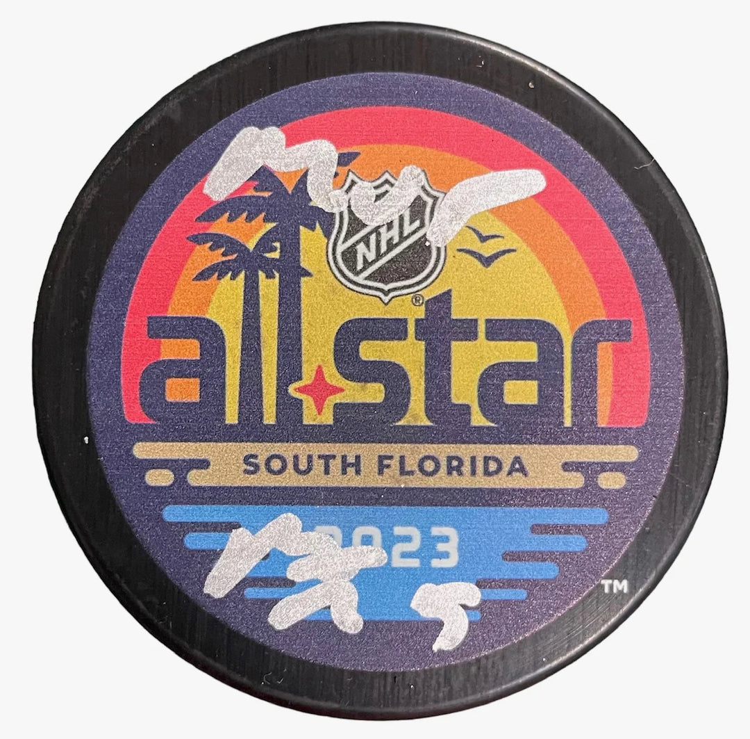 Matthew Tkachuk "MVP" Autographed 2023 NHL All Star Game Logo Puck Image 1
