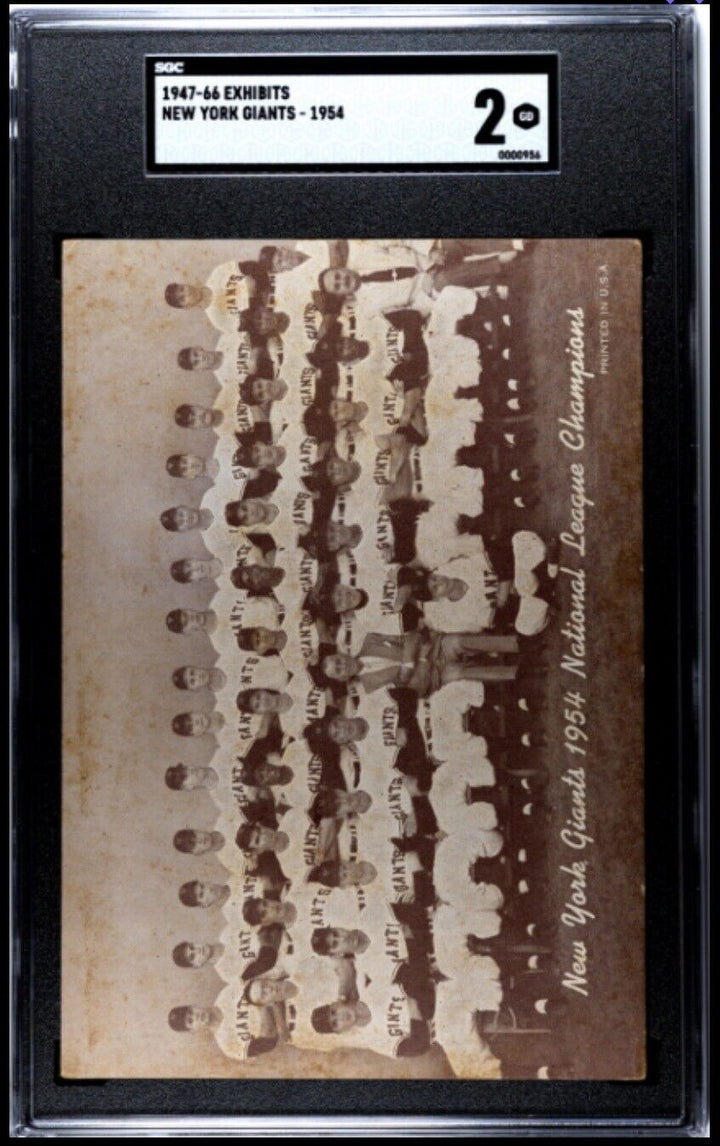 1947-66 Exhibits Card New York Giants 1954 SGC 2 NL Champions Willie Mays HOF Image 1