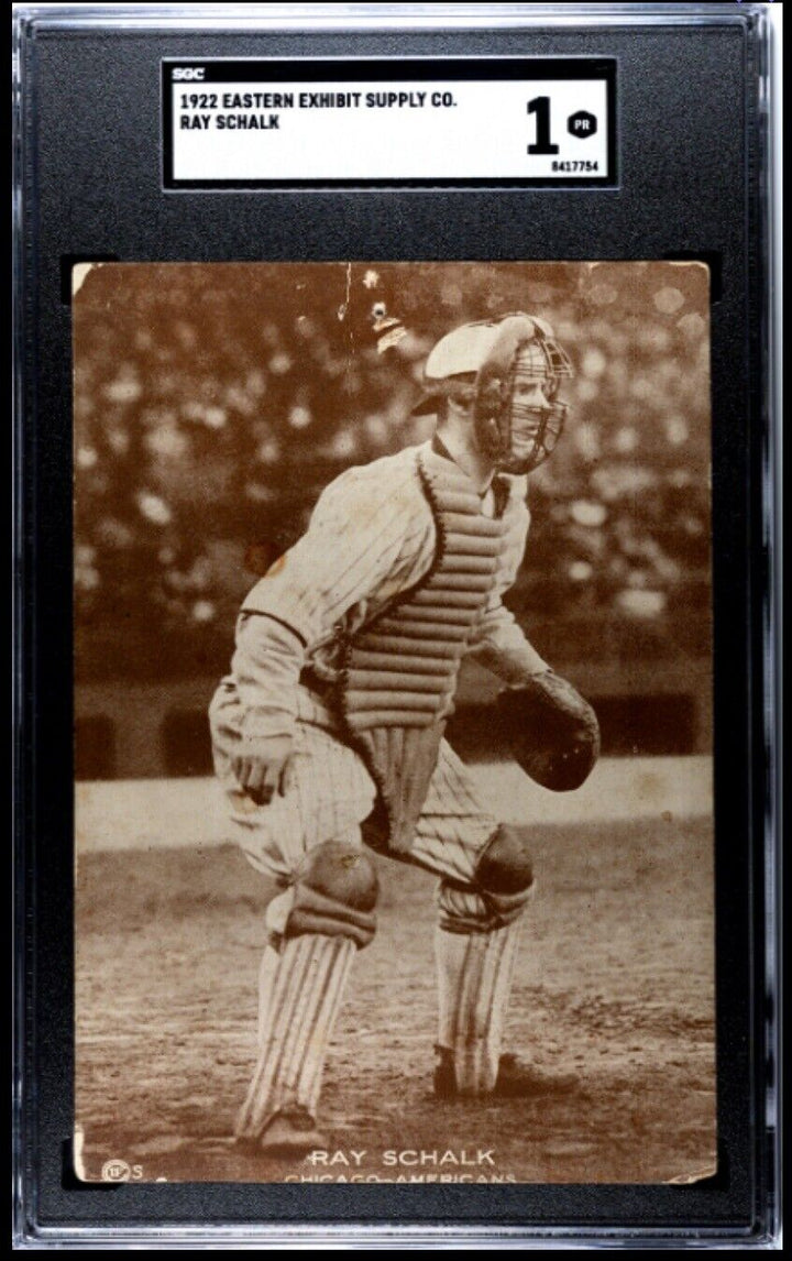 1922 Eastern Exhibit Ray Schalk Chicago White Sox HOF Postcard WS SGC 1 Rare Image 1