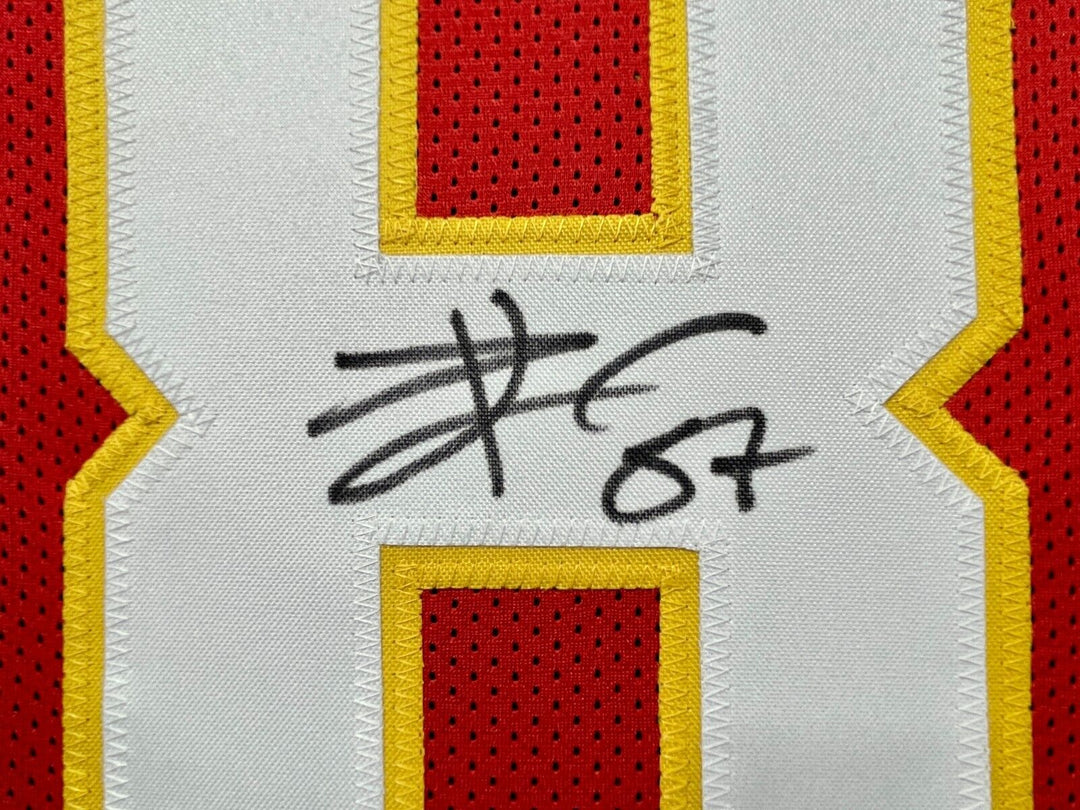 Travis Kelce Autographed Kansas City Chiefs Jersey Framed BAS COA Signed Red Image 3
