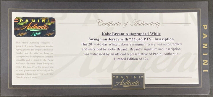 Kobe Bryant Signed Adidas Lakers Jersey Career Points Auto LE /124 Panini Coa Image 16