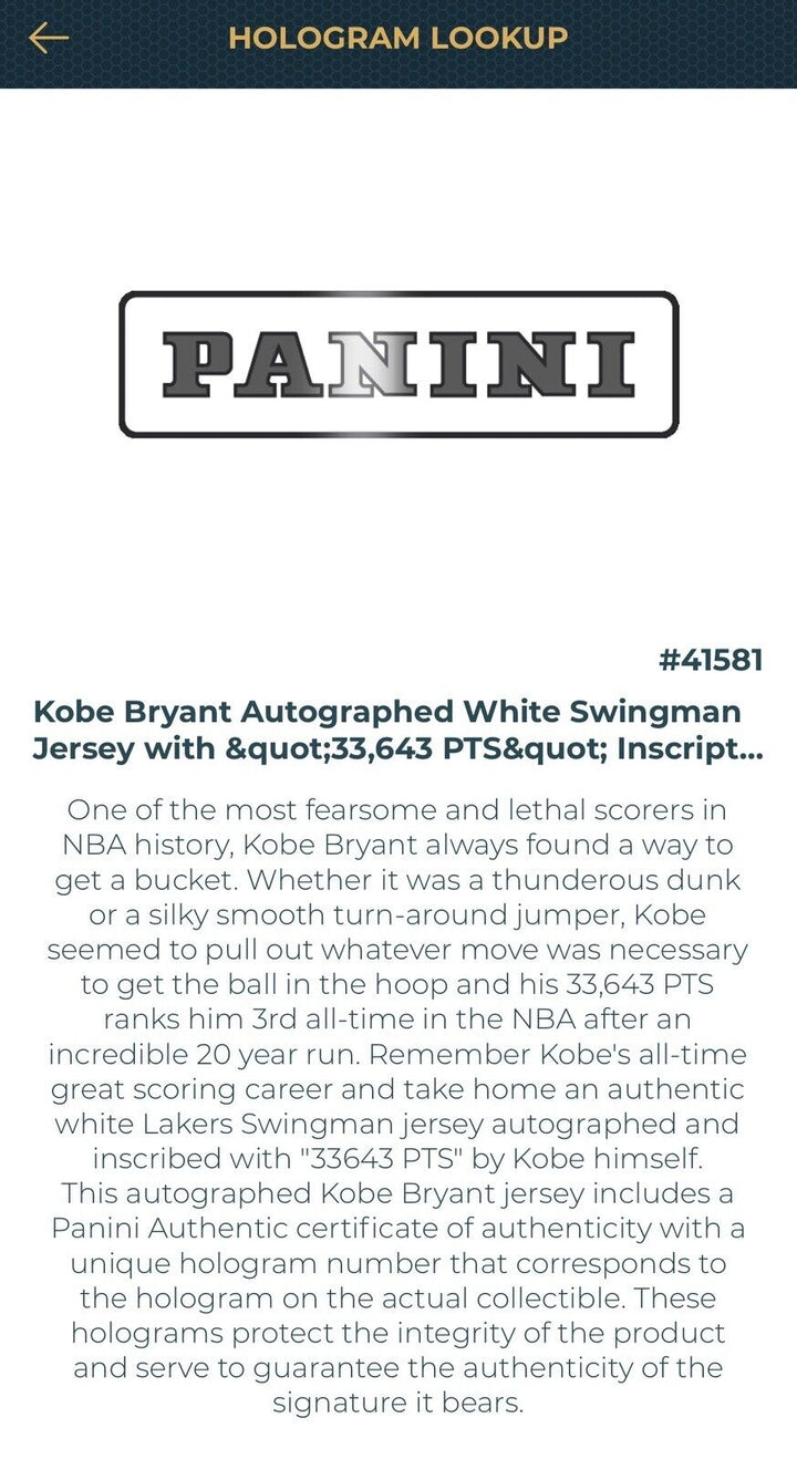 Kobe Bryant Signed Adidas Lakers Jersey Career Points Auto LE /124 Panini Coa Image 19