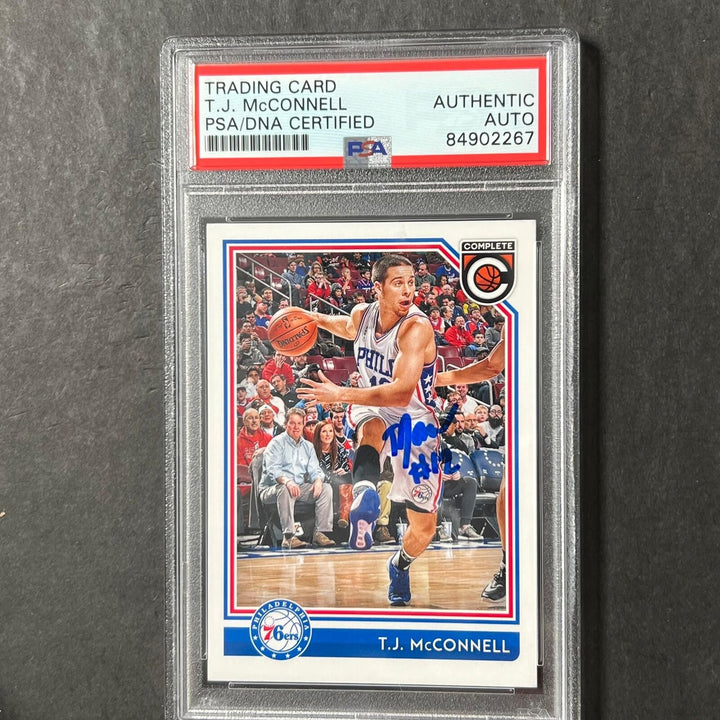 2016-17 Panini Complete #12 TJ McConnell Signed Card AUTO PSA Slabbed 76ers Image 1
