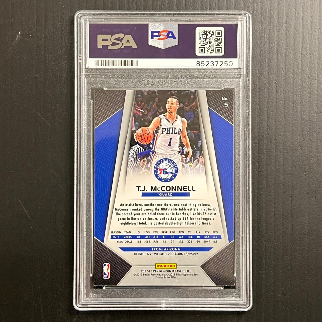 2017-18 Panini Prizm #5 TJ McConnell Signed Card AUTO PSA Slabbed 76ers Image 2