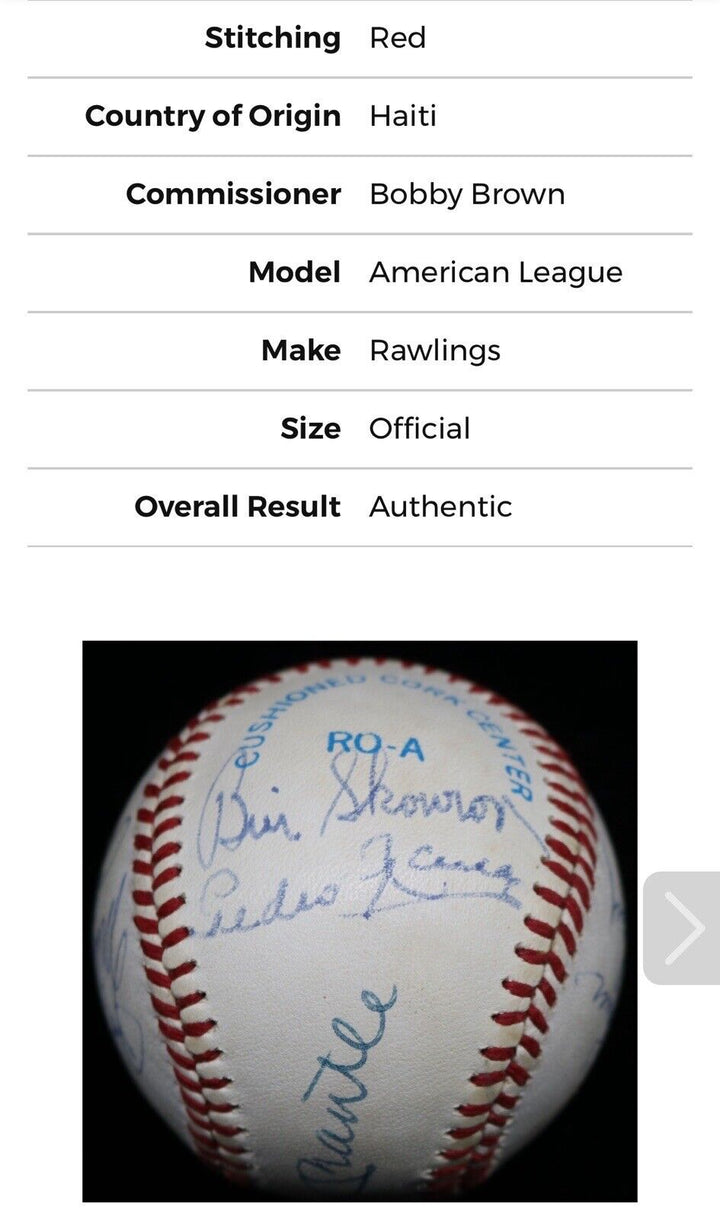 NY Yankees WS Champions Signed AL Baseball Mickey Mantle Whitey Ford 10 Auto PSA Image 11
