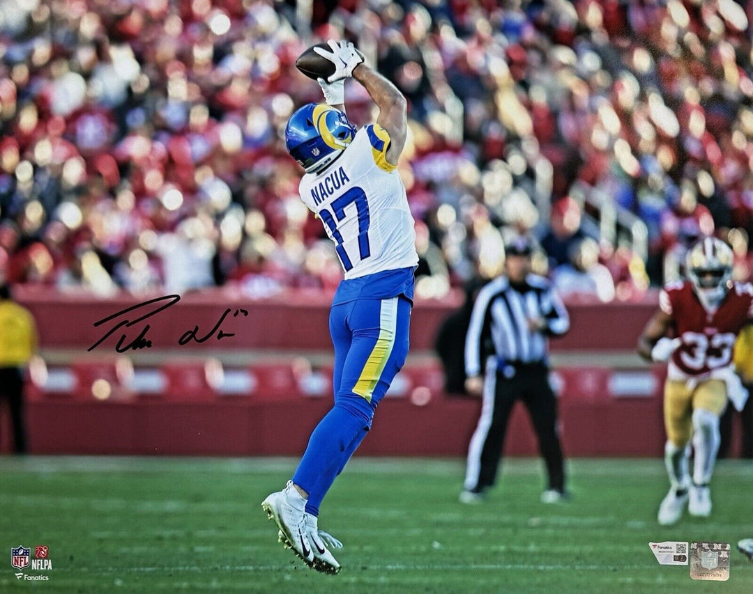 Puka Nacua Signed 16x20 Framed Photo Rams Rookie Record Autograph Fanatics COA Image 2