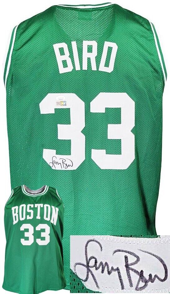 Larry Bird signed Boston Green TB Custom Stitched Basketball Jersey XL- JSA Image 1