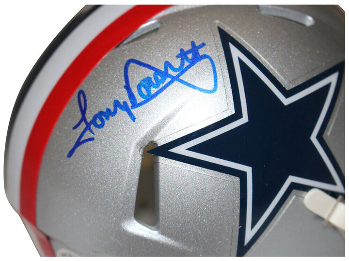 Tony Dorsett Autographed Dallas Cowboys 1976 Speed Mini Helmet Beckett 36908 Image 2