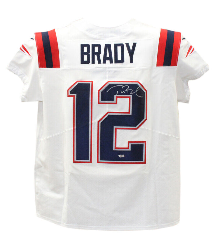 Tom Brady Signed New England Patriots Nike White Elite Jersey FAN 39510 Image 1