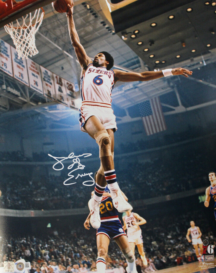Julis Erving Autographed/Signed Philadelphia 76ers 16x20 Photo Beckett 39675 Image 1