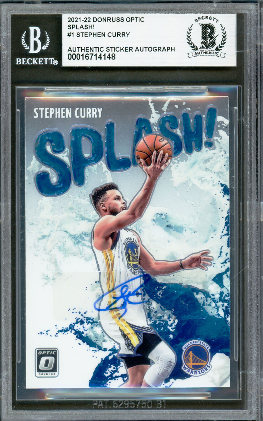 Stephen Curry Autographed 2021-22 Donruss Optic Splash Card Beckett 16714148 Image 1