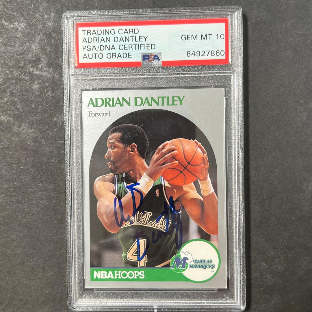 1990-91 NBA Hoops #83 Adrian Dantley Signed Card AUTO 10 PSA Slabbed Mavericks Image 1
