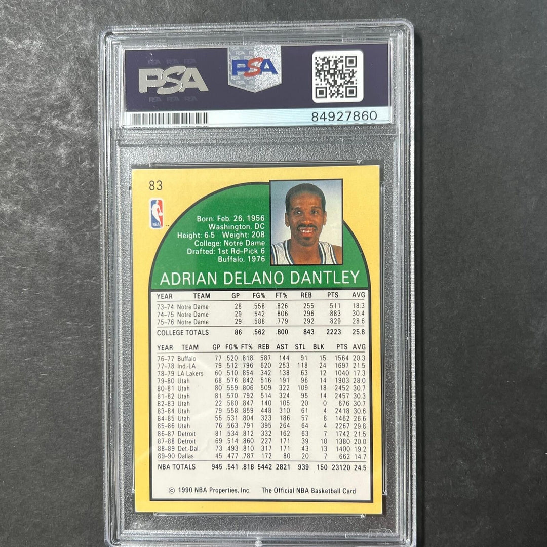 1990-91 NBA Hoops #83 Adrian Dantley Signed Card AUTO 10 PSA Slabbed Mavericks Image 2