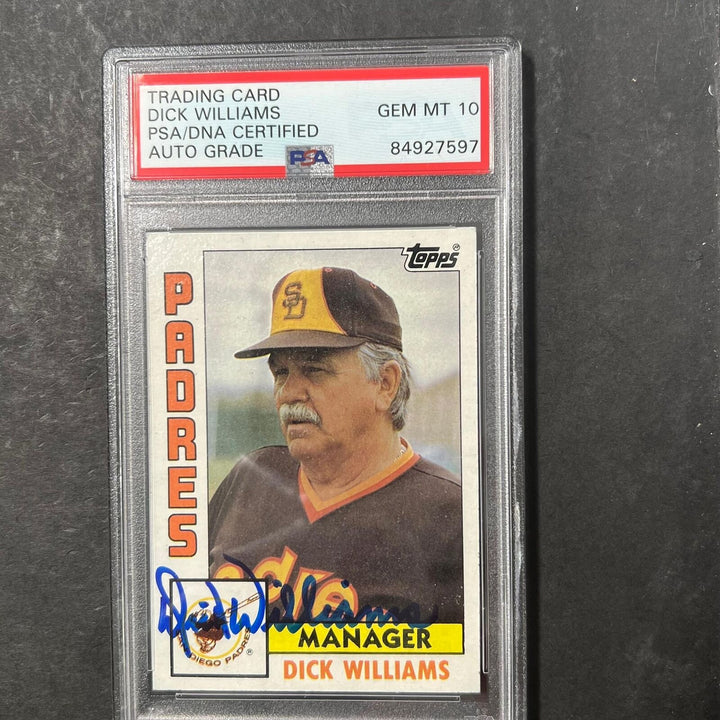 1984 Topps #742 Dick Williams Signed Card PSA Slabbed Auto 10 Padres Image 1