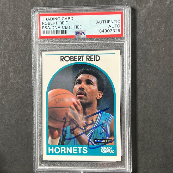 1989 NBA Hoops #88 Robert Reid Signed Card AUTO PSA Slabbed Hornets Image 1