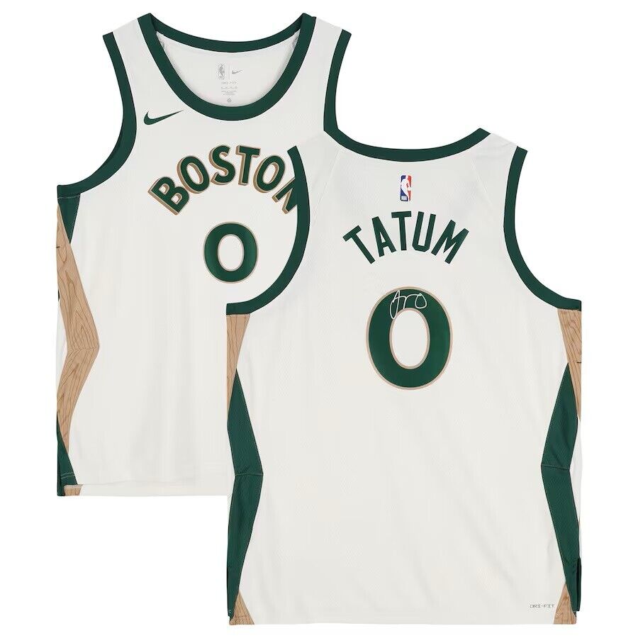 Jayson Tatum Signed Boston Celtics 2023/24 White Nike City Swingman Jersey Image 1