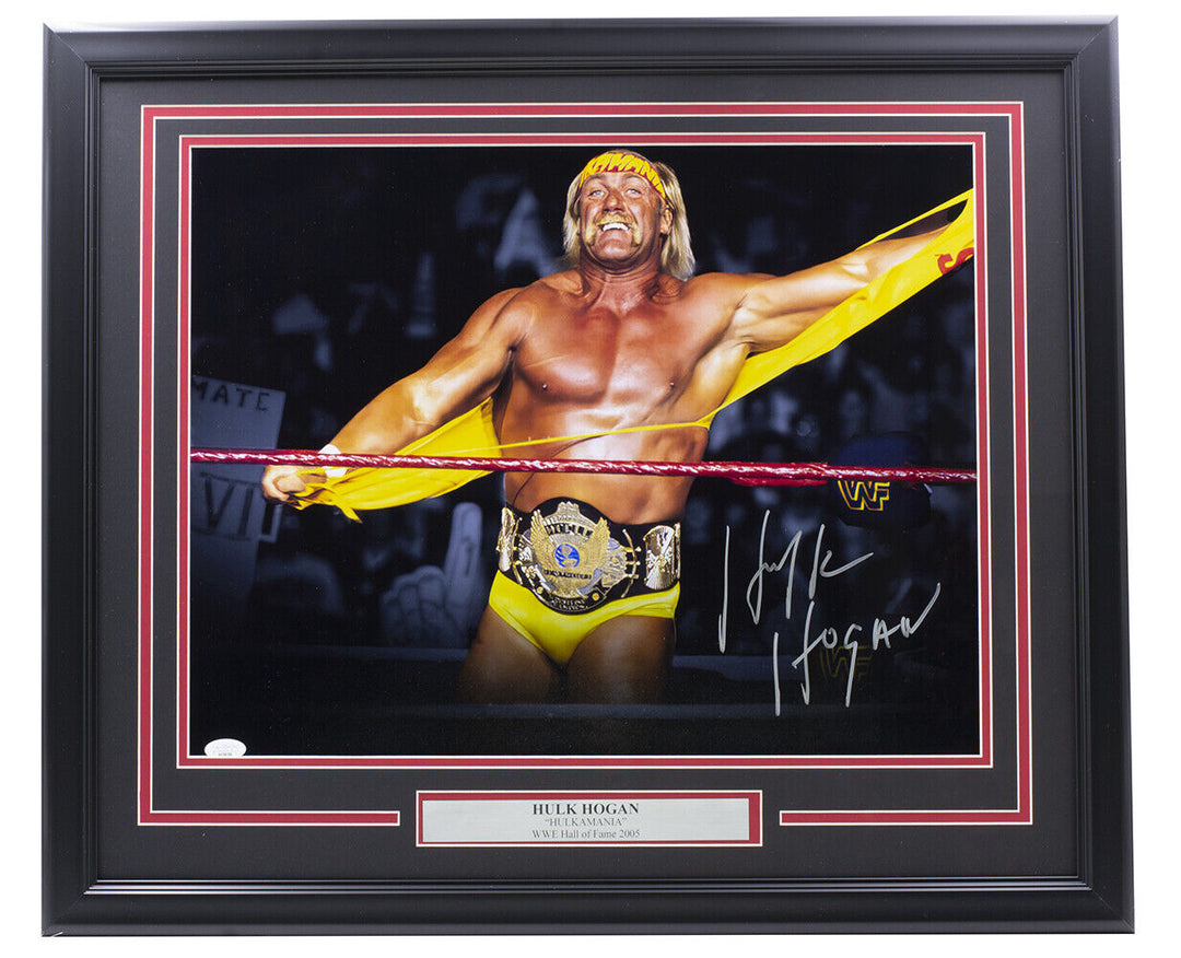 Hulk Hogan Signed Framed 16x20 WWE Title Belt Wrestling Photo JSA Image 1