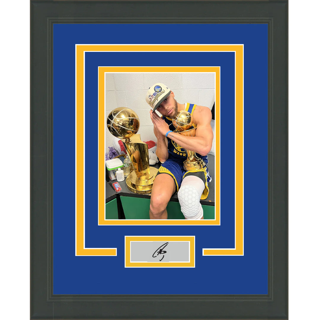 Framed Stephen Steph Curry Facsimile Laser Engraved Auto Warriors 15x16 Photo Image 1