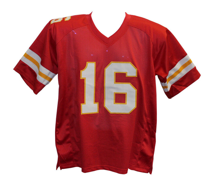 Len Dawson Autographed/Signed Pro Style Red Jersey HOF Beckett 26505 Image 3