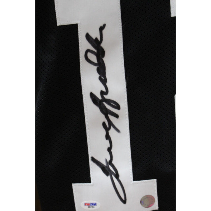 Terry Bradshaw Autographed/Signed Pro Style Black Jersey PSA 44086 Image 2