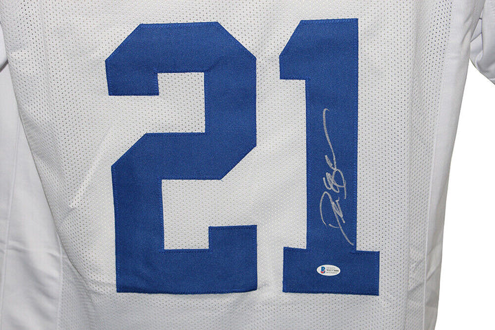 Deion Sanders Autographed/Signed Pro Style White Jersey Beckett 30676 Image 2