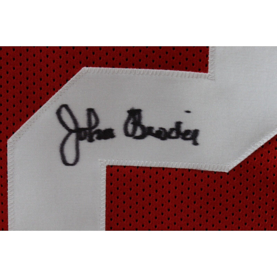 John Brodie Autographed/Signed Pro Style Red Jersey JSA 44091 Image 2