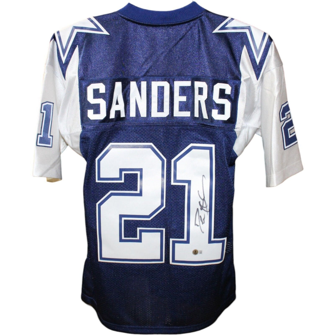 Deion Sanders Signed Dallas Cowboys M&N Blue Jersey Beckett 44071 Image 1