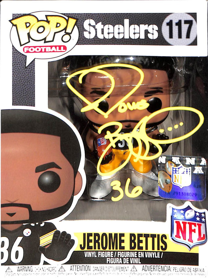 Jerome Bettis Signed Pittsburgh Steelers Funko Pop! #117 Beckett 42564 Image 1