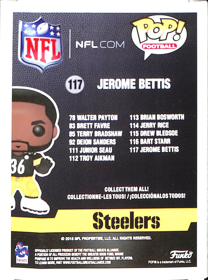 Jerome Bettis Signed Pittsburgh Steelers Funko Pop! #117 Beckett 42564 Image 3
