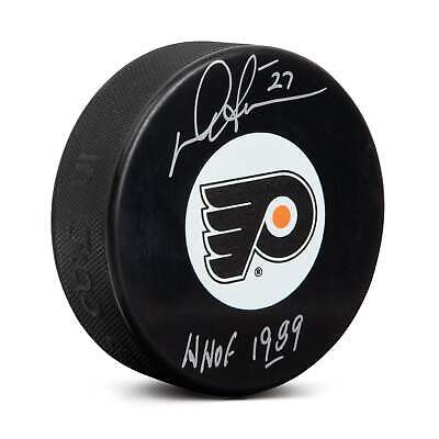 Darryl Sittler Autographed Philadelphia Flyers Hockey Puck with HOF Note Image 1