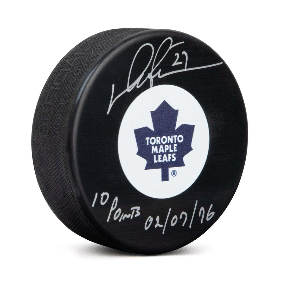 Darryl Sittler Toronto Maple Leafs Signed & Dated 10 Point Night Puck Image 1