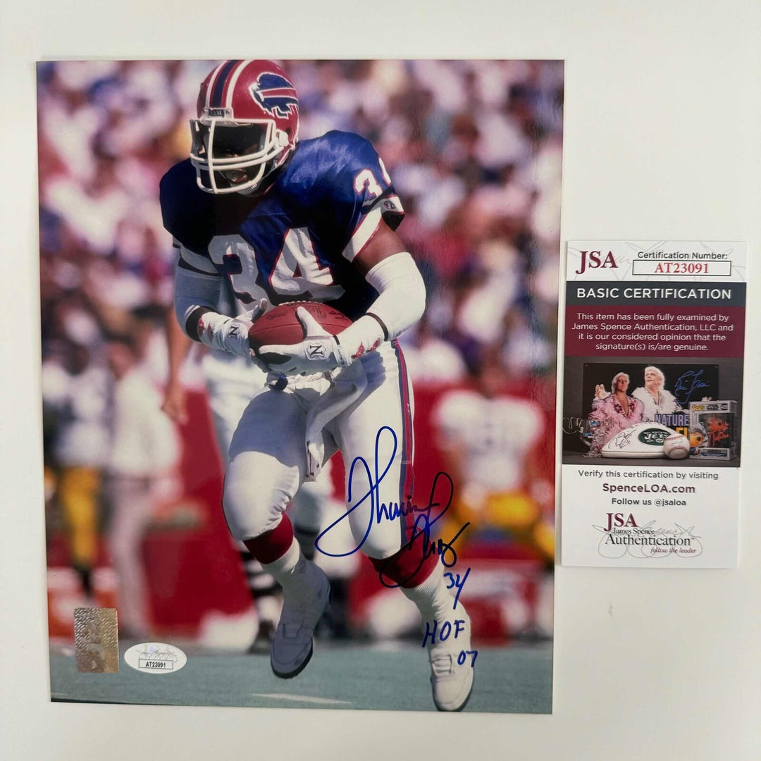 Autographed/Signed Thurman Thomas Buffalo Bills 8x10 Football Photo JSA COA #2 Image 1