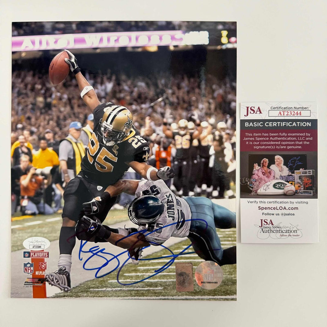Autographed/Signed Reggie Bush New Orleans Saints 8x10 Football Photo JSA COA Image 1